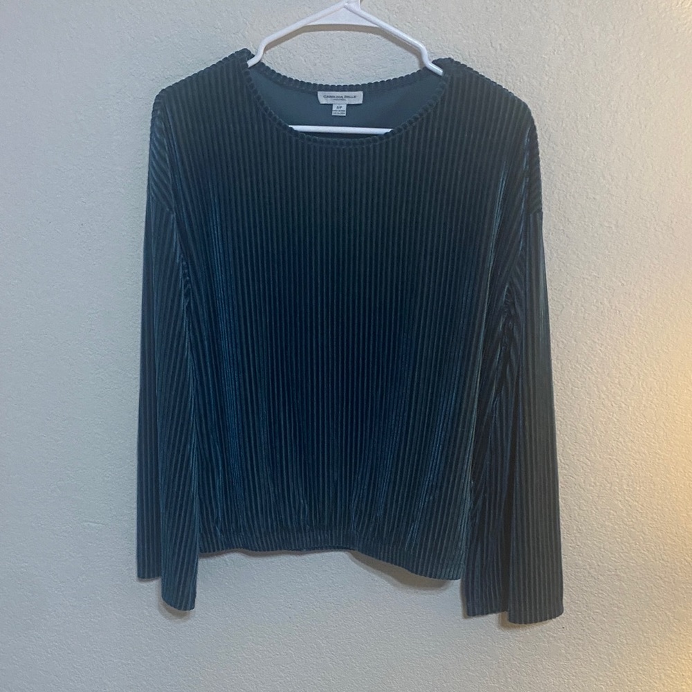 Carolina Belle Teal Velvet Blouse